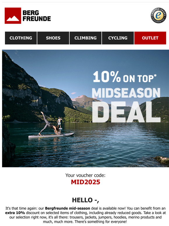 Mid-season deal 🔥 An extra 10% off selected clothing*