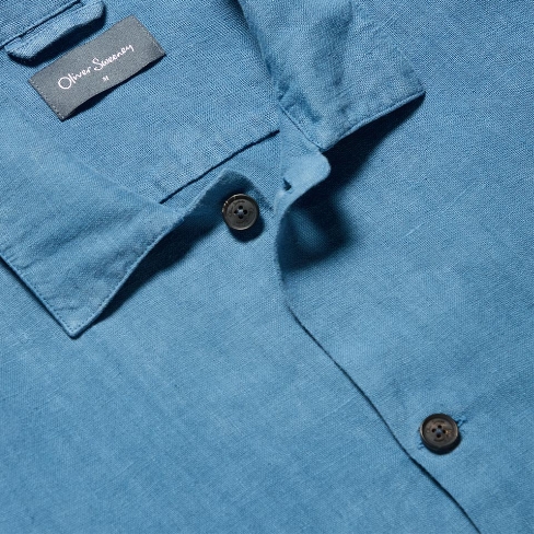 rauceby mid blue horn button details