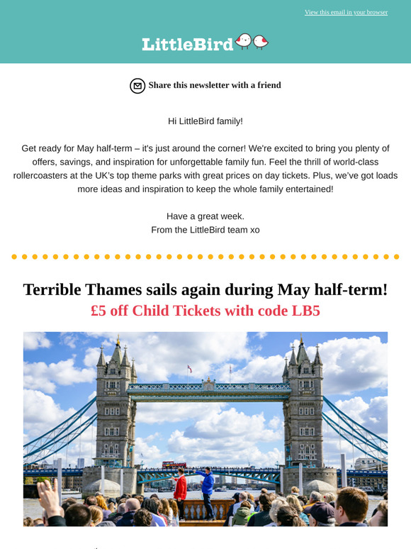 ⚓£5 off Terrible Thames plus May half-term offers and inspiration