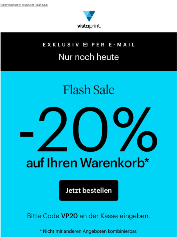 Endet heute | -20 % auf den gesamten Warenkorb