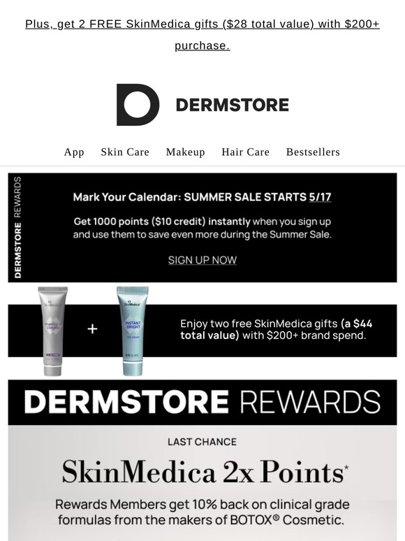 Final day to earn 2x points on SkinMedica — ends tonight!