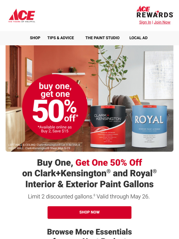 Buy 1, Get 1 50% off Paint Gallons 🎨