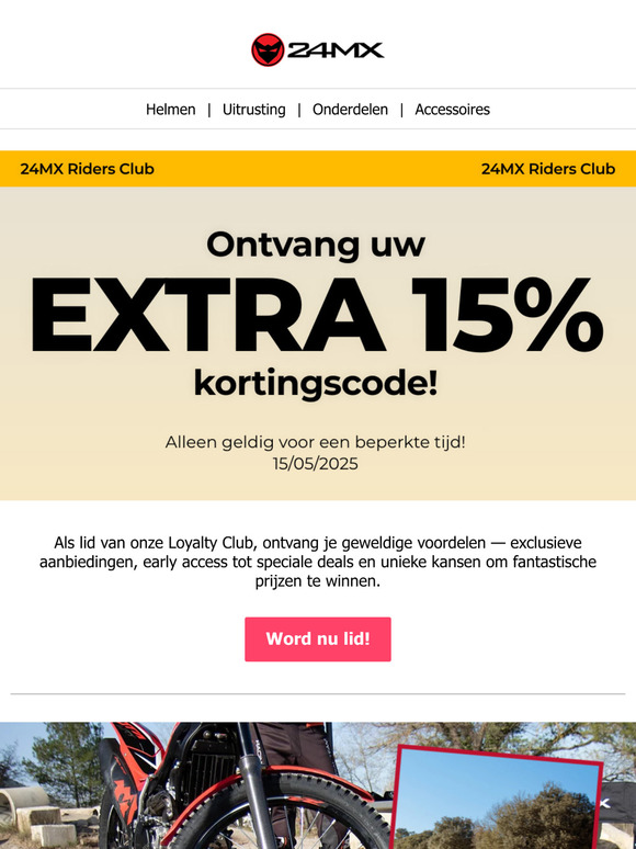 Claim 15% korting – Word lid van de 24MX Riders Club