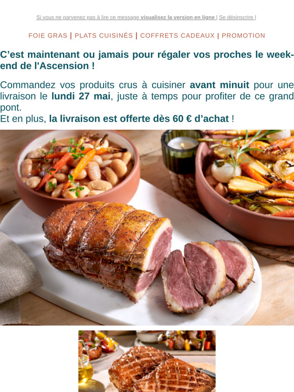 Dernier jour pour commander vos produits frais pour l'Ascension !