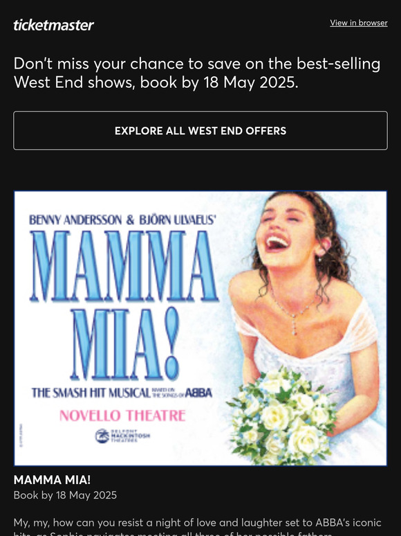 Last chance to pay no fees, save up to 39% and get exclusive prices on best-selling theatre