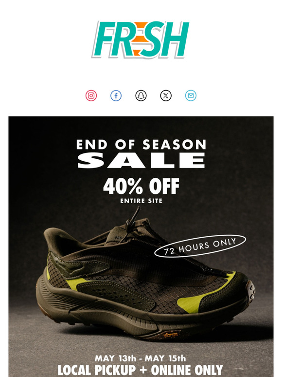 40% OFF ALL FOOTWEAR ENDS TOMORROW