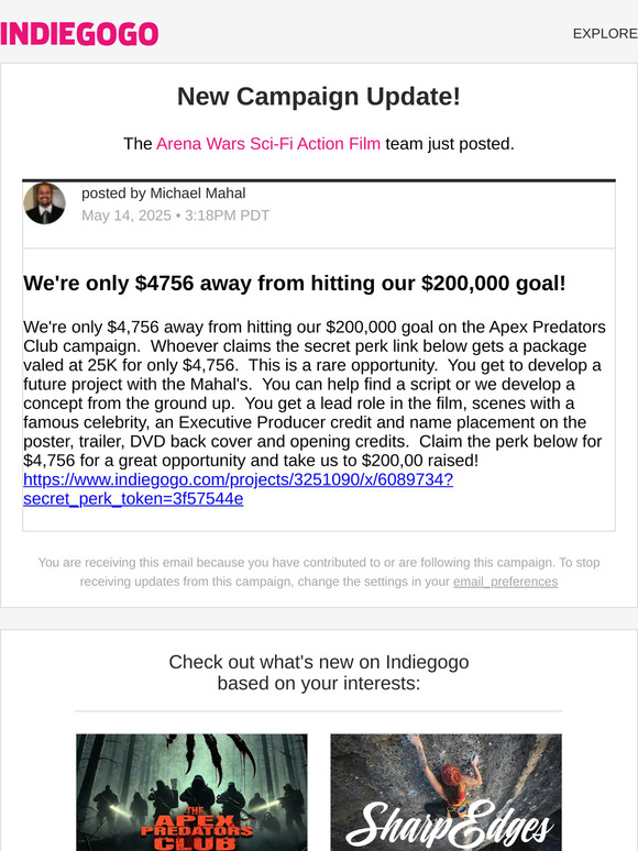 📢 Update #442 from Arena Wars Sci-Fi Action Film