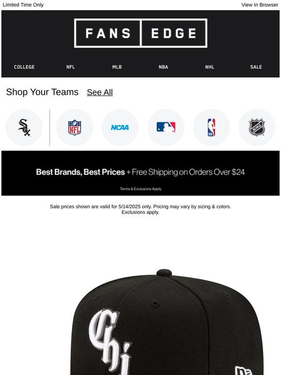 Don't Wait! 25% Off White Sox Gear