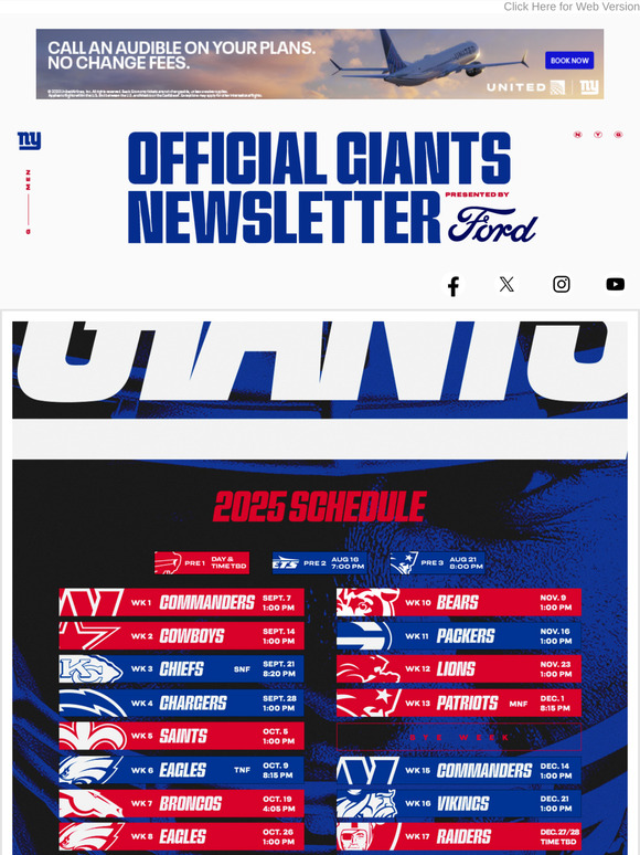 Giants 2025 Schedule Released