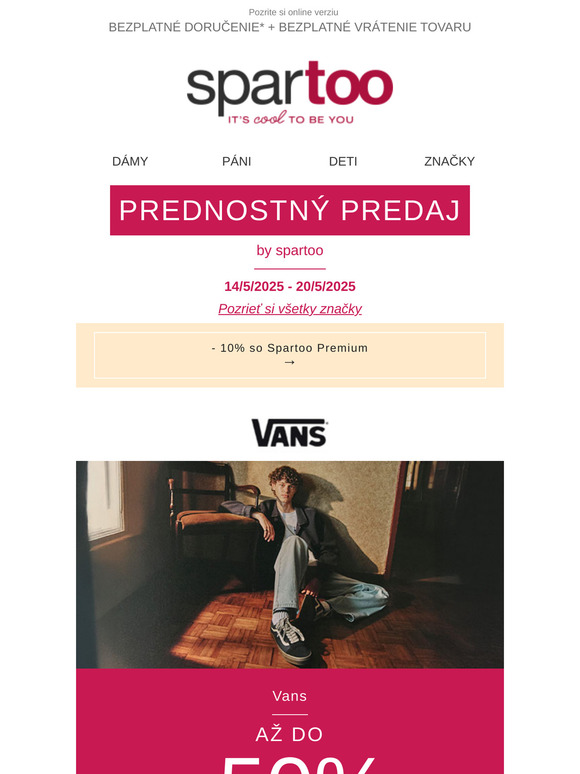 ✨Doručenie je zdarma a zľavy až do výšky -50 % na značky adidas Performance, Citrouille et Compagnie, Reebok Classic, Vans a Fred Perry