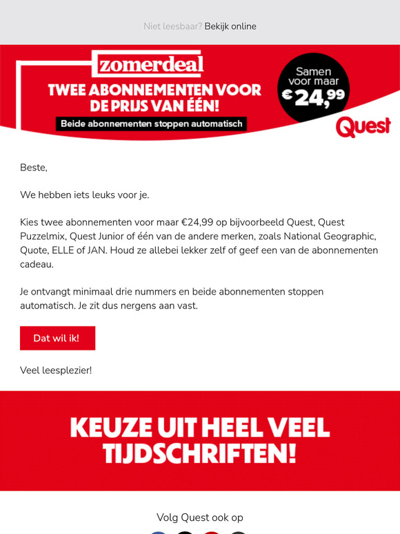 Twee abonnementen voor de prijs van één