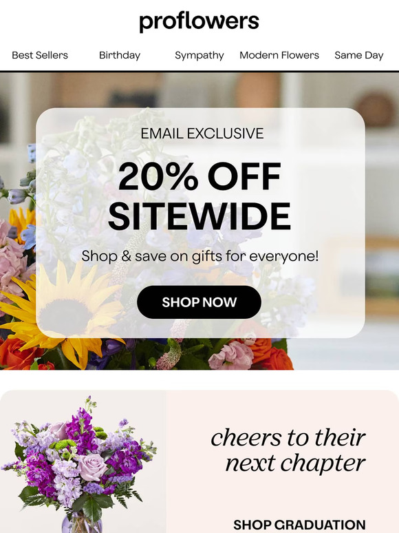 Take 20% Off Sitewide! Celebrate with Flowers & Gifts