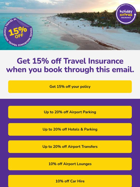 Get 15% off travel insurance when you book today 🌍