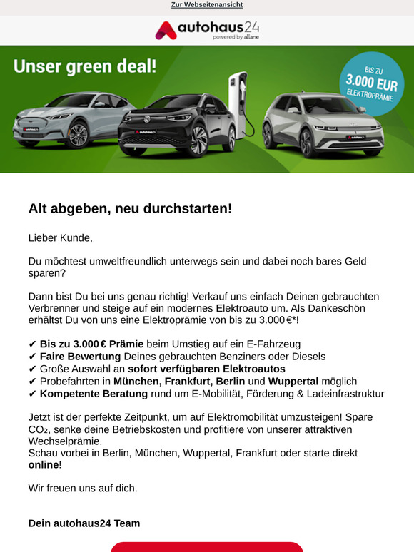 Jetzt bis zu 3.000 EUR Elektroprämie