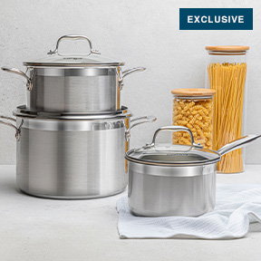 Sagenwolf Silver Series Stainless Steel Cookware Set with Glass Lids, 3-Piece