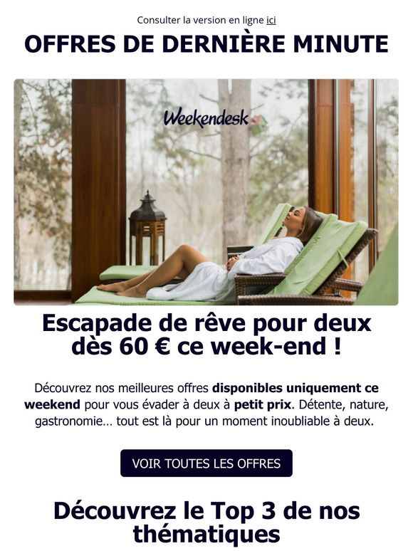 Ce week-end : Escapade pour 2 dès 60 € ✨
