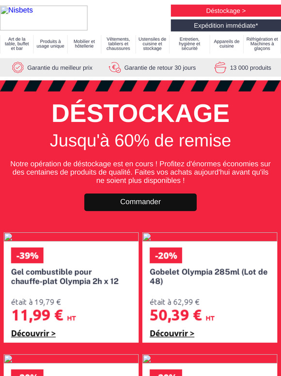 DÉSTOCKAGE : jusqu'à 60% de réduction
