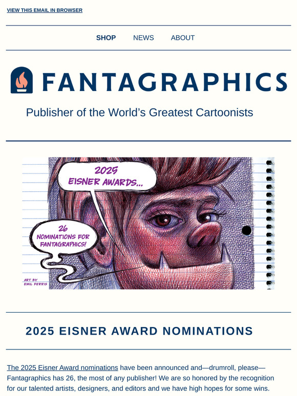 Fantagraphics has 26 Eisner Award nominations!