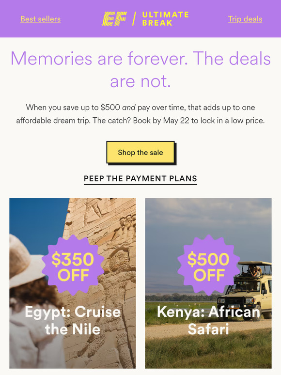Book your dream trip by May 22