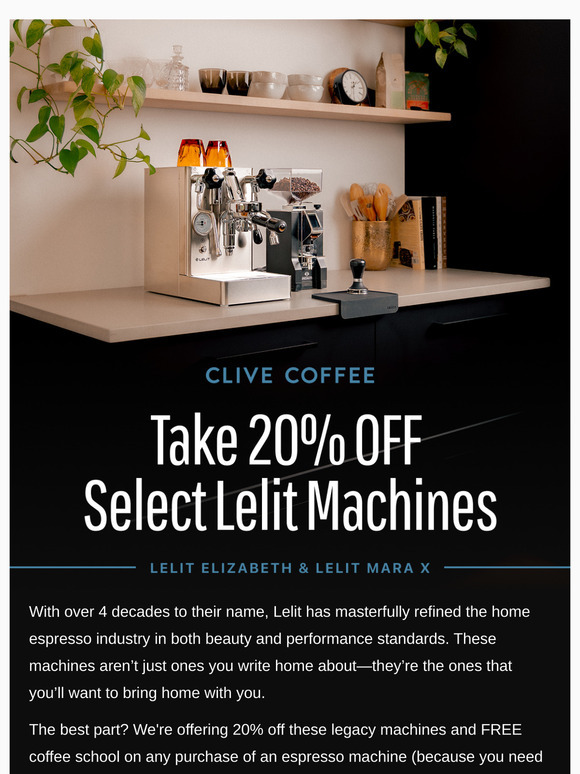 20% off Lelit Espresso Machines!