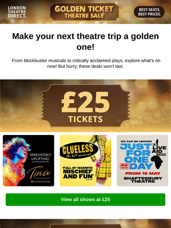 West End tickets from £25 ✨ Limited seats, big savings!