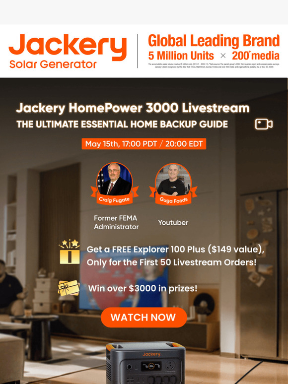 🎥 Jackery HomePower 3000 Livestream Starting Soon