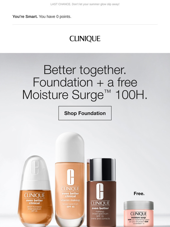 Get a free full-size Moisture Surge with your foundation order.