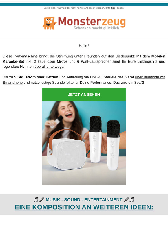 Mobile Karaokemaschine mit 2 Mikros, Bluetoothbox & 5 Std. Fun im Akkubetrieb!!
