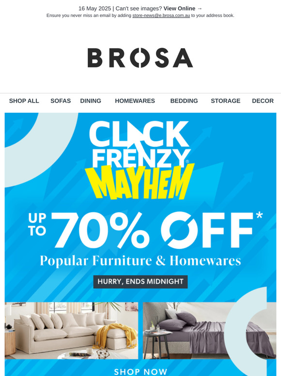 HURRY, ENDS MIDNIGHT ⚡ Up to 70% OFF for Click Frenzy Mayhem