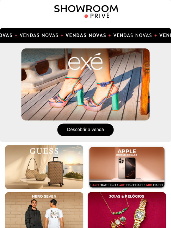 EXE, SKECHERS, GUESS e 17 novas vendas online hoje