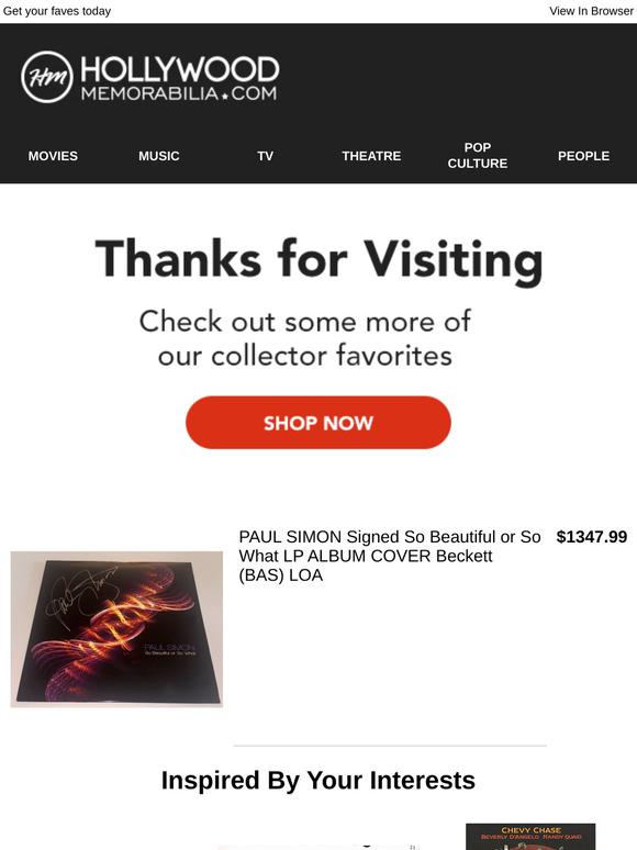 Thanks For Visiting The Official Hollywood Memorabilia Shop