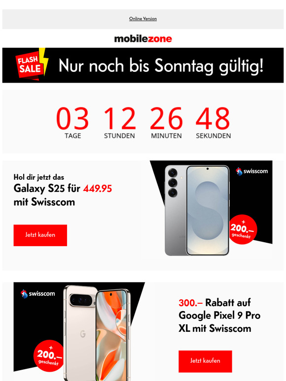 Das Galaxy S25 für 449.95 mit Swisscom