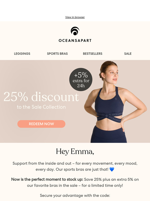Feel Confident – with 25% + 5% Extra on our Sports Bras! 💙
