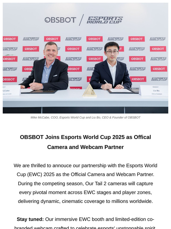 OBSBOT x Esports World Cup: Official Camera and Webcam Partner of Glory