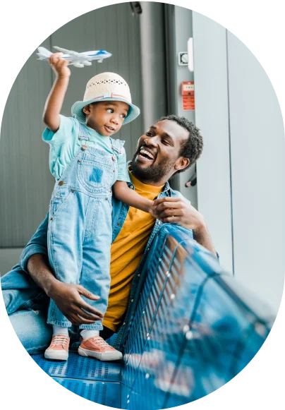 Father and son at the airport