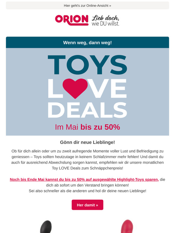 Bis zu 50% bei unseren Toy LOVE Deals im Mai