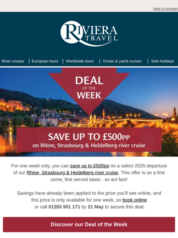 Save up to £500pp on a Rhine river cruise