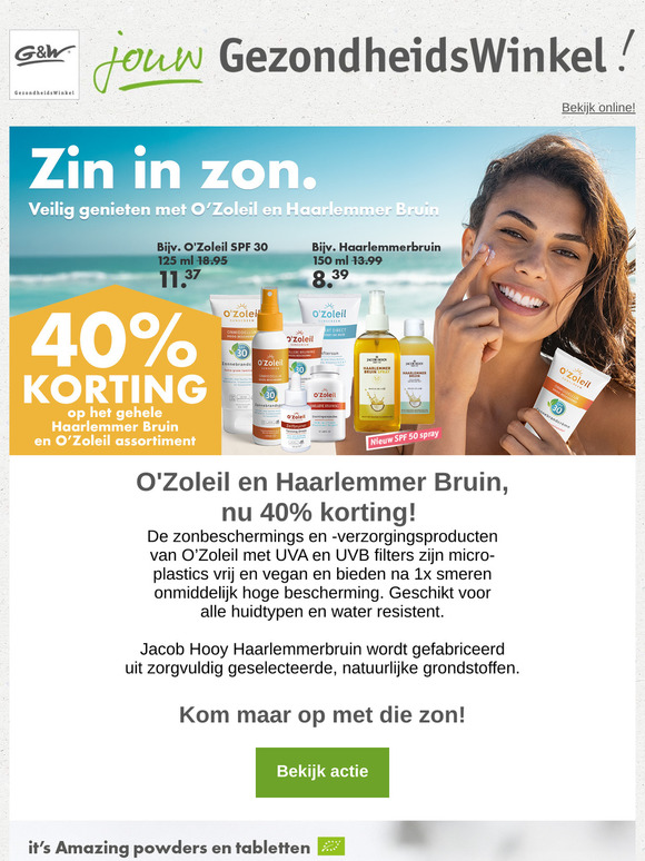 Zin in Zon! 40% korting op zonnebrandproducten van O'Zoleil en Haarlemmerbruin