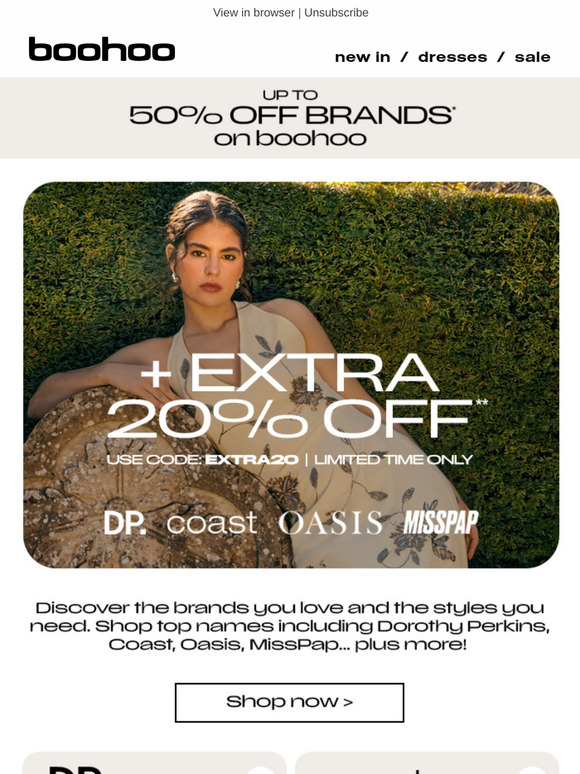 Extra 20% off trending brands ❤️