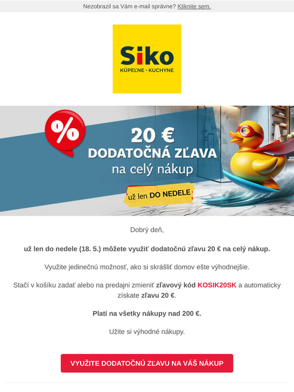 Dodatočná zľava na nákup už len do nedele + 10% zľava na produkty Hansgrohe