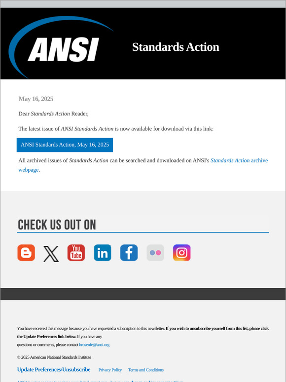 ANSI Standards Action May 16 2025