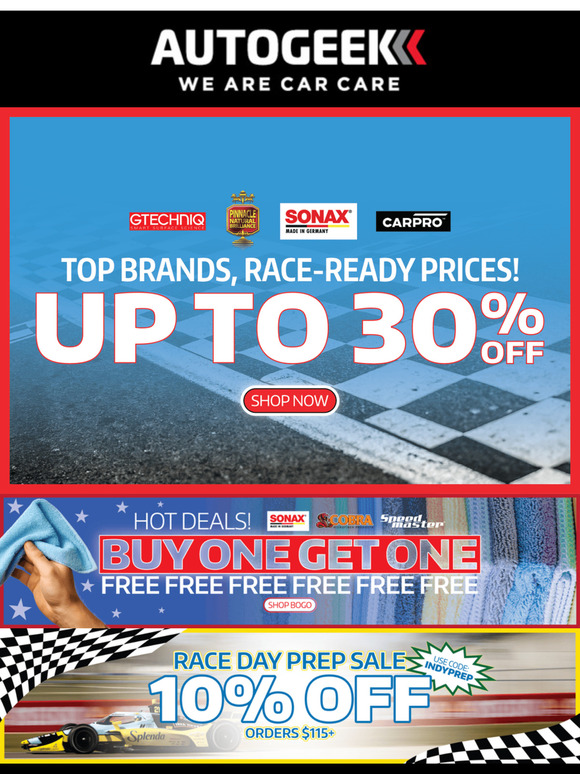 🏁Race Day Prep Starts Now — Up to 30% Off + Hot BOGOs!