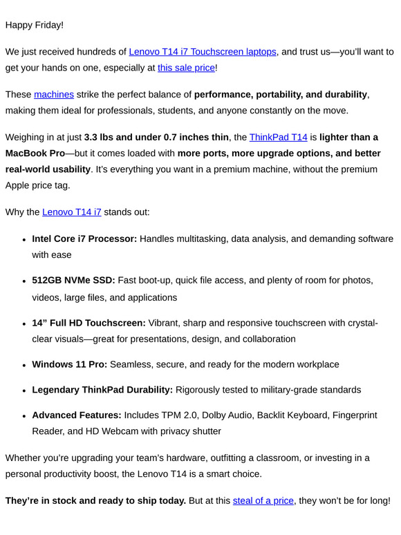 😍 $1500 Off T14 i7 Touchscreen Laptops - Just Arrived