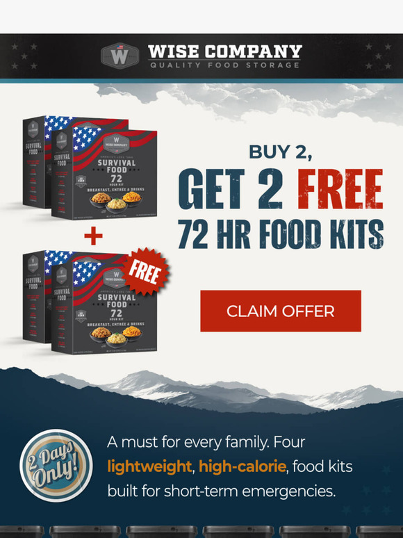 Get Two 72 Hour Kits Free When You Buy 2