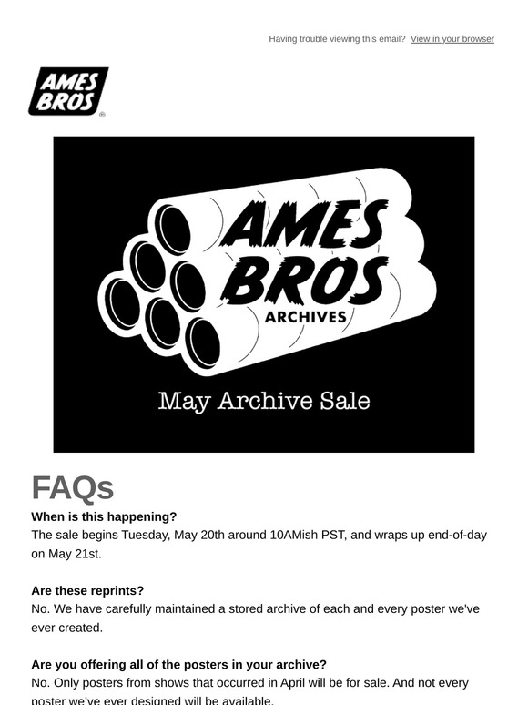 May Archive Sale FAQs