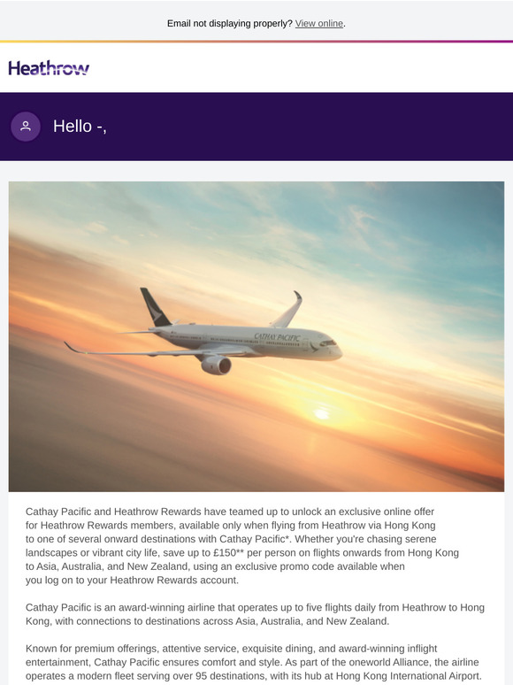 Exclusive flight discounts with Cathay Pacific