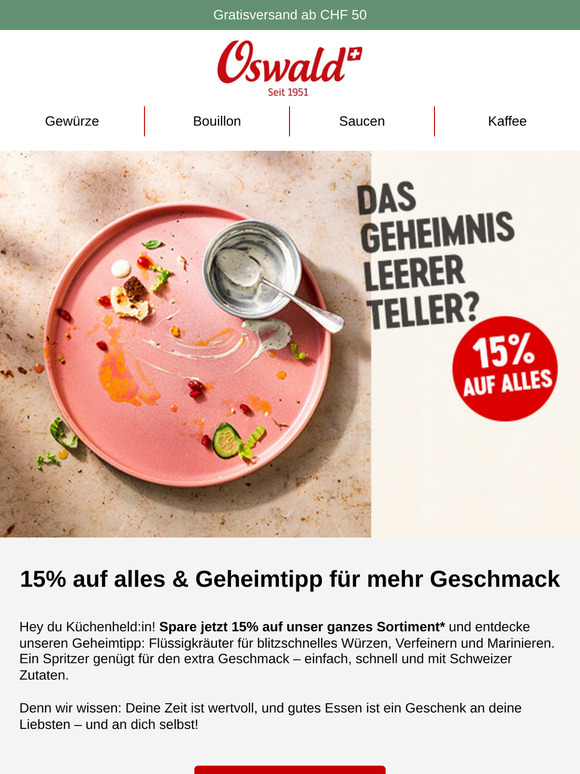 15% auf alles & mehr Geschmack auf dem Teller! 😋