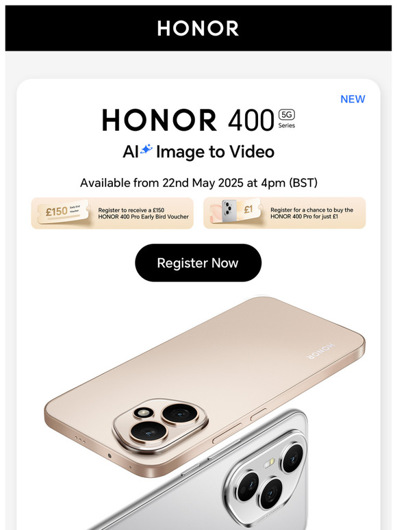 🎉 Register for a chance to win the HONOR 400 Pro for just £1