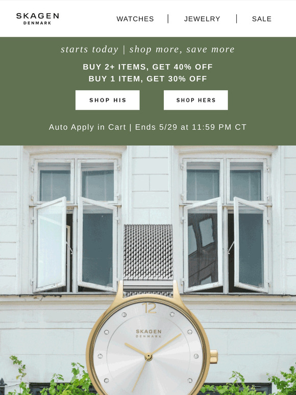 starts now: save up to 40% off.