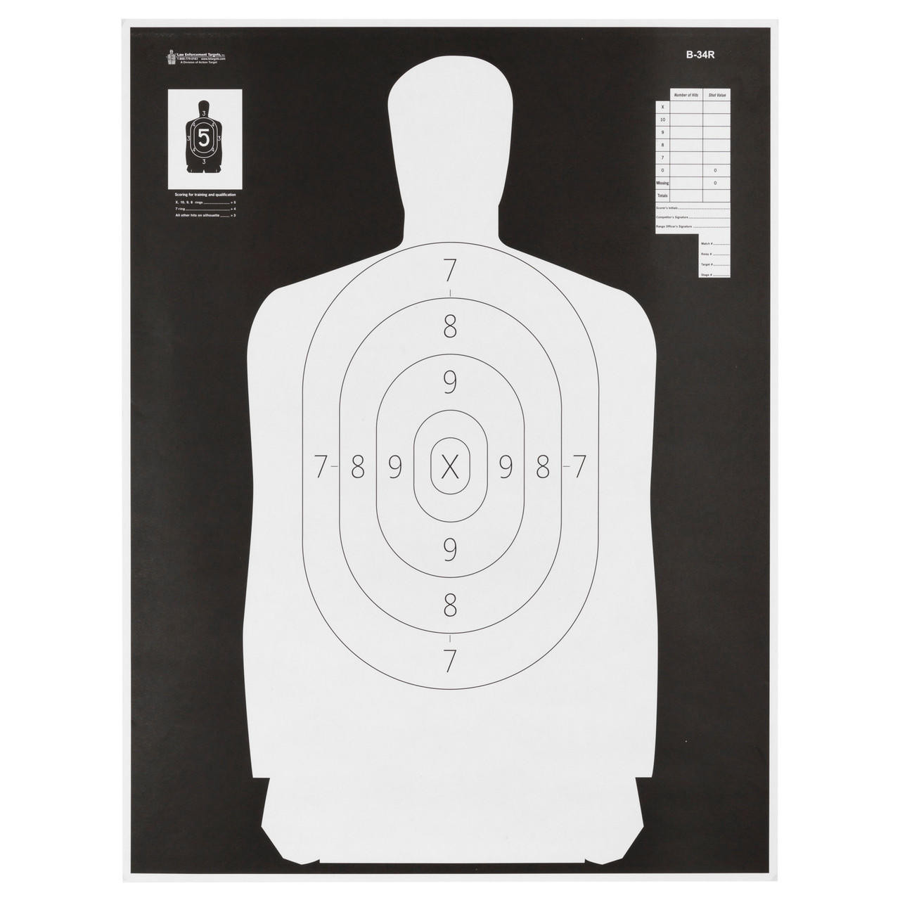 Image of Action Tgt B34 Blk/wht Silho 100pk